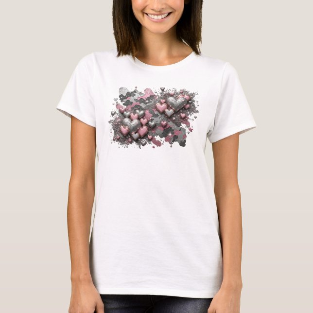 Trendig röd ABSTRAKT KONST Konsttryck T Shirt (Framsida)