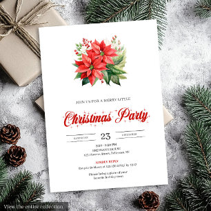 Trendig röd julstjärna Holiday Party jul Inbjudningar