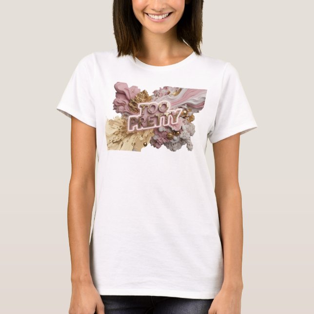 Trendig röd TOO PRETTY klänning design T Shirt (Framsida)