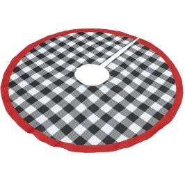 Trendig röd vit svart Lumberjack Buffalo-rutig Julgransmatta Borstad Polyester