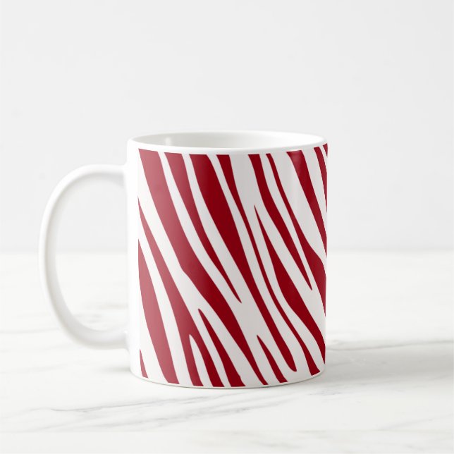 Trendig röd zebra djur ränder kaffemugg (Vänster)