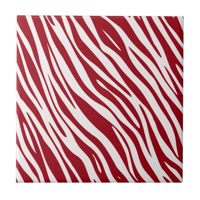 Trendig röd zebra djur ränder kakelplatta (Framsidan)