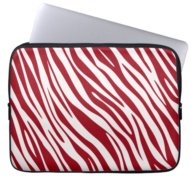 Trendig röd zebra djur ränder laptop fodral (Framsidan)
