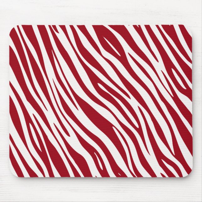 Trendig röd zebra djur ränder musmatta (Framsidan)