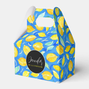 Trendig rolig rustik akvarell citrus citronmönster presentaskar