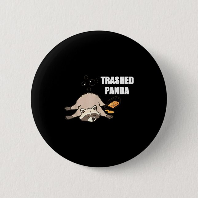 Trendig Rolig Söndertrasad Panda Berusad Tvättbjör Knapp (Framsida)