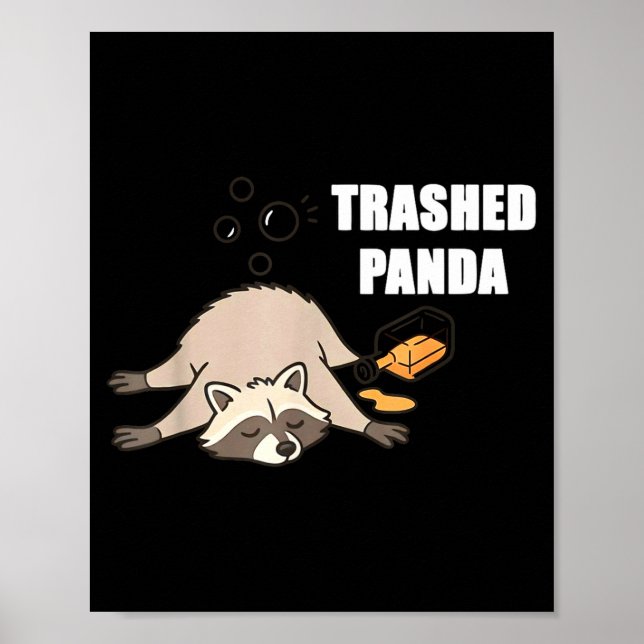 Trendig Rolig Söndertrasad Panda Berusad Tvättbjör Poster (Framsidan)