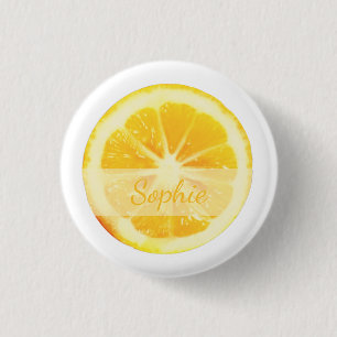 TRENDIG ROLIGT GULT FRESH CUT LEMON CITRUS FRUKT KNAPP