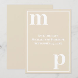 Trendig Roligt Monogram Champagne Beige Spara datu Inbjudningar