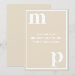 Trendig Roligt Monogram Champagne Beige Spara datu Inbjudningar