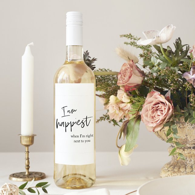 Trendig Romantic Black Quote Gift Vinflaska Etikett (Skapare uppladdad)