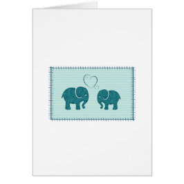 Trendig romantiska elefanter i kärlek-lappverk hälsningskort