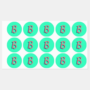 Trendig Rosa 3D-text initialt Neon Teal Klistermärke