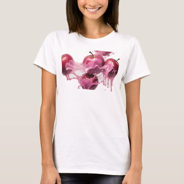 Trendig rosa abstrakt Apple Visuell Design T Shirt (Framsida)