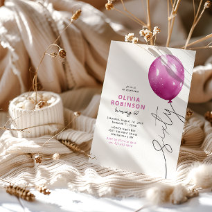 Trendig rosa ballong 60-årsdag inbjudningar