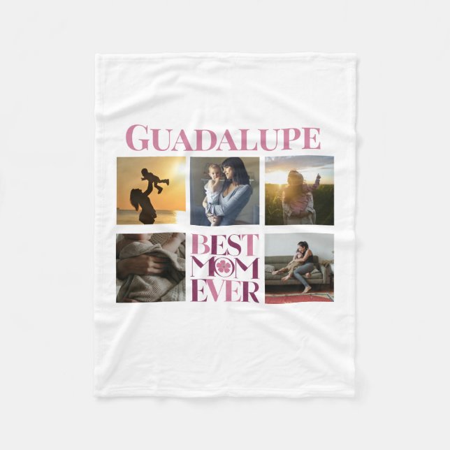 Trendig Rosa Best Mamma någonsin Photo Collage Fleecefilt (Framsidan)