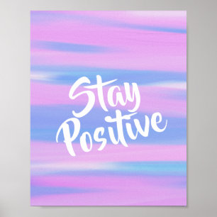 Trendig rosa blå pastellpensel förblir positiv poster
