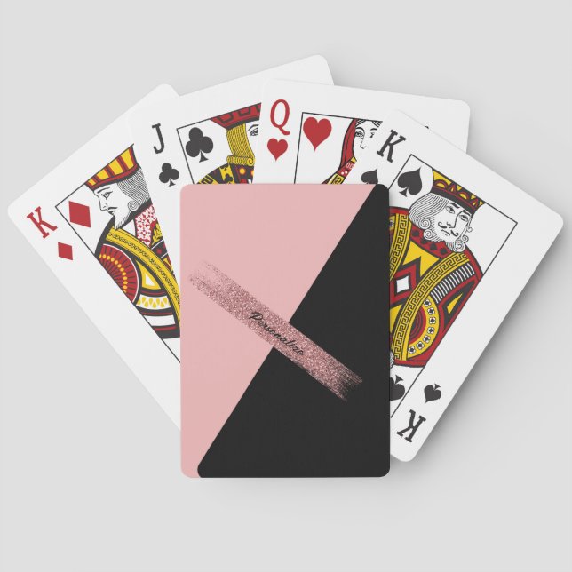 Trendig Rosa Black Glitter Personlig Chic Glam Casinokort (Baksidan)
