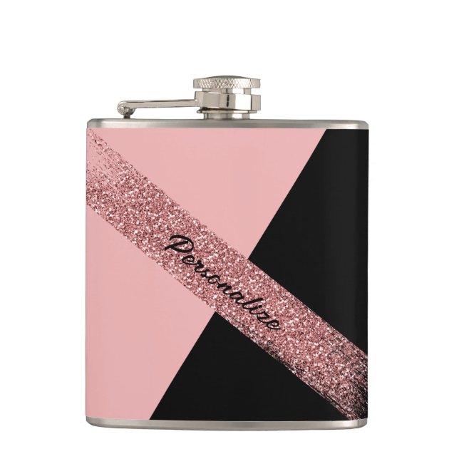 Trendig Rosa Black Glitter Personlig Chic Glam Fickplunta (Framsidan)