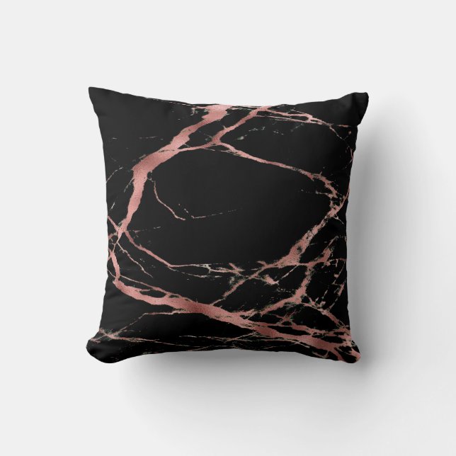 Trendig Rosa Black Marble Cotton Kudde (Framsida)