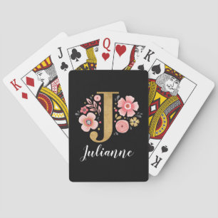 Trendig Rosa Black Monogram Brev J Casinokort