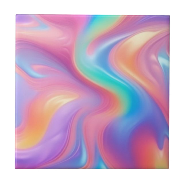 Trendig Rosa Blue grönt abstrakt vågar Kakelplatta (Framsidan)