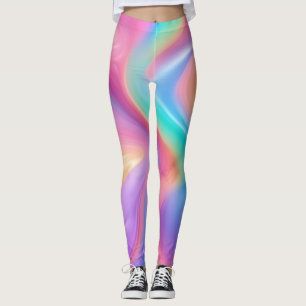 Trendig Rosa Blue grönt abstrakt vågar Leggings