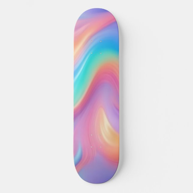 Trendig Rosa Blue grönt abstrakt vågar Mini Skateboard Bräda 18,5 Cm (Framsida)