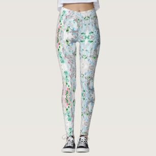 Trendig Rosa Blue Grönt White Modern Elegant Leggings