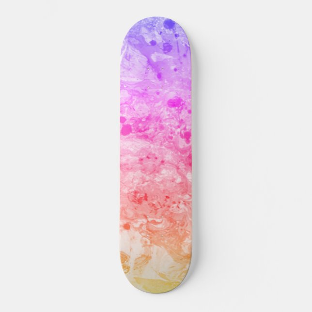 Trendig Rosa Blue Lila Grönt Modern färgstark  Mini Skateboard Bräda 18,5 Cm (Framsida)