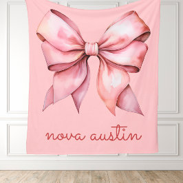 Trendig Rosa Bow Personlig med Namn Monogram Fleecefilt