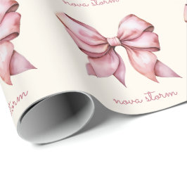 Trendig Rosa Bow Personlig med Namn Monogram Presentpapper