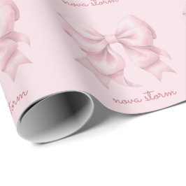 Trendig Rosa Bow Personlig med Namn Monogram Presentpapper
