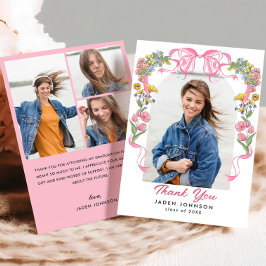 Trendig Rosa Bow Ribbon 4 PHOTO Studentfest Tack Kort