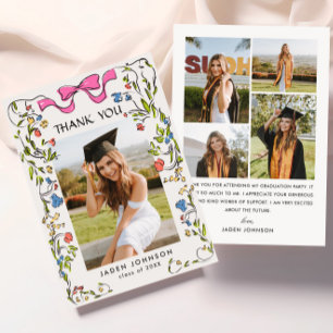 Trendig Rosa Bow Ribbon 5 PHOTO Studentfest Tack Kort