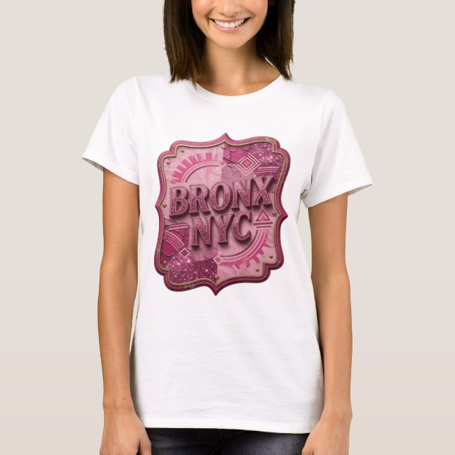 Trendig rosa BRONX NYC Grafisk T-shirt (Framsida)