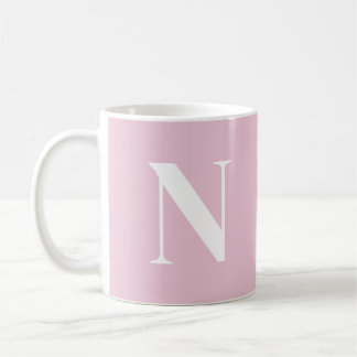 Trendig Rosa C52 & White Initial Monogram Anpassni Kaffemugg
