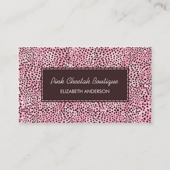 Trendig Rosa Cheetah Print Girly Beauty Boutique Visitkort (Framsida)