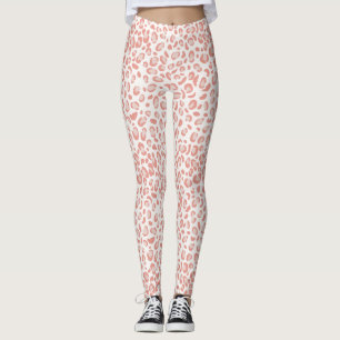 Trendig Rosa Coral Leopard Mönster Leggings