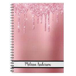 Trendig Rosa Dripping Glitter Anteckningsbok