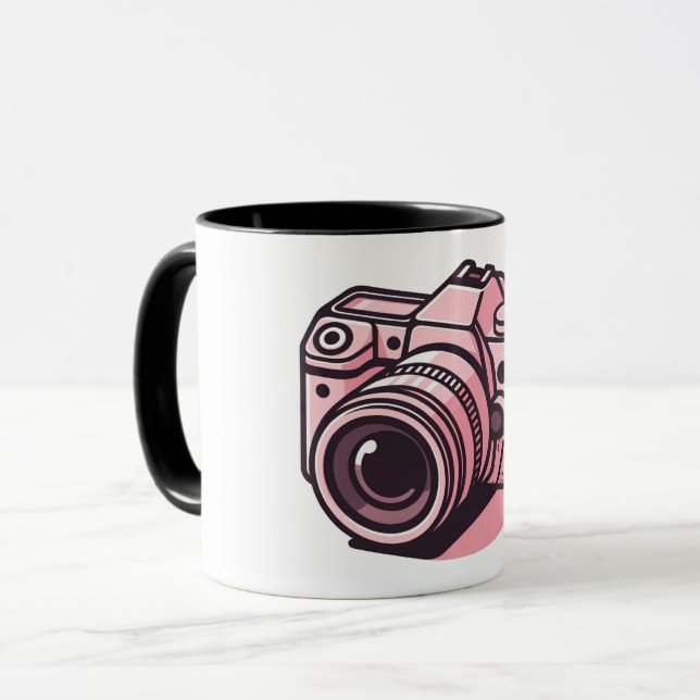 Trendig rosa DSLR-kamera fotografering Personlig Mugg (Framsida vänster)