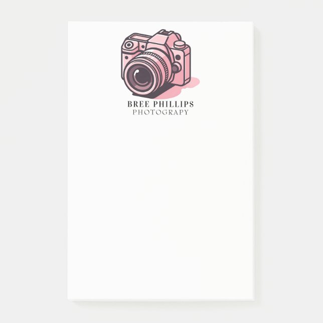 Trendig Rosa DSLR Kamerafotografering Personlig Post-it Block (Framsida)