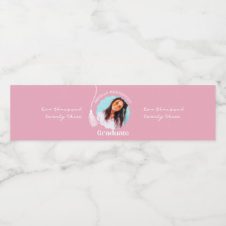 Trendig Rosa Examen Foto Vattenflaskor Etikett