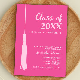 Trendig Rosa Feminine 2025 Grad Tassel Studenten Inbjudningar