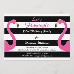 Trendig Rosa Flamingo 21:a födelsedagen Party Inbj Inbjudningar