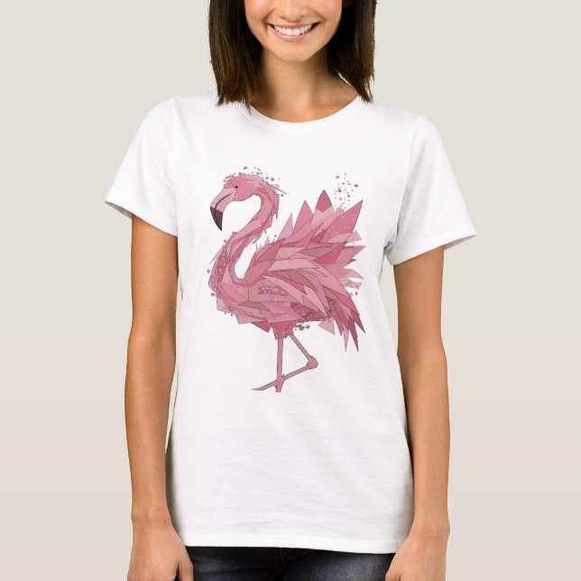 Trendig Rosa FLAMINGO Anpassad Design T Shirt (Framsida)