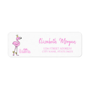 Trendig rosa flamingo,Liten prinsessa adressetiket Returadress Etikett