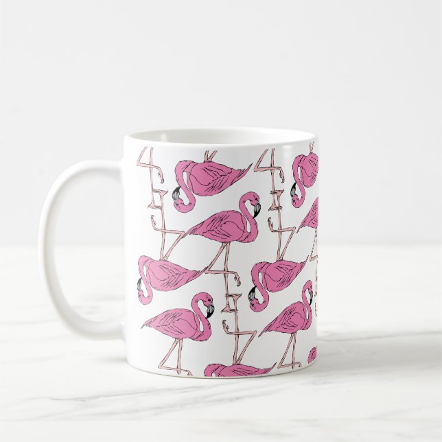 Trendig Rosa Flamingo Mönster Kaffemugg (Vänster)