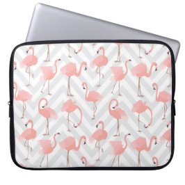 Trendig Rosa Flamingos och Chevrons Mönster Laptop Sleeve