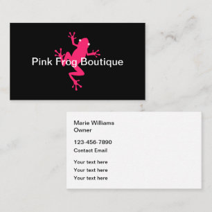 Trendig Rosa Frog Mode Boutique-Affärskort Visitkort